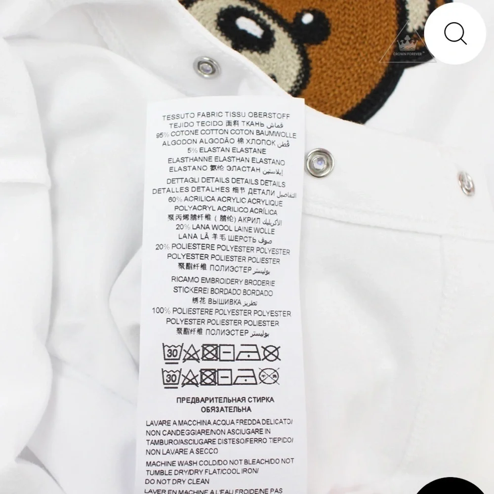 Moschino White Baby Romper with Teddy Bear Print
